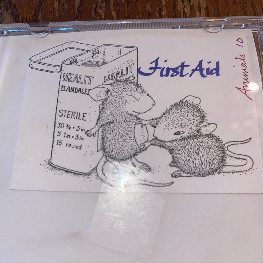 House Mouse Stampendous First Aid Bandaid Cling Unmounted Rubber Stamp HMCP09